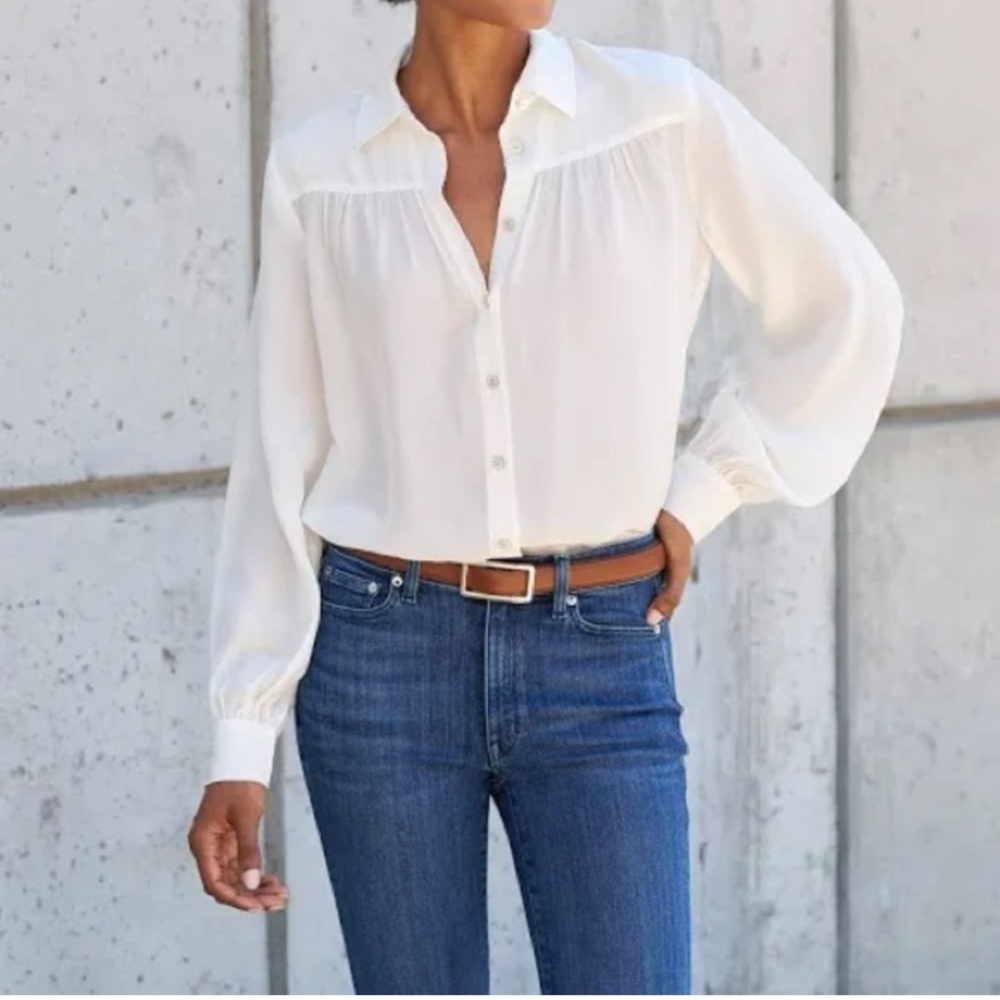 AYR The New Age Silk Blouse Sz XL Fresh Cream
